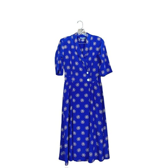 Liz Claiborne Dresses & Skirts - Liz Claiborne Women's Royal Polka Dot Vintage Petite Dress W/ Pockets